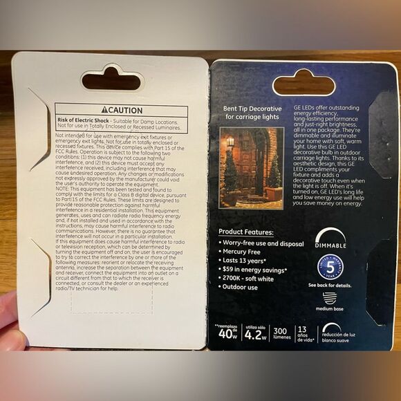 4 New GE LED Outdoor Dimmable Light Bulbs - Carriage Light - Soft White - Picture 4 of 6